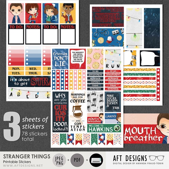 Stranger Things DIGITAL printable stickers for happy planner