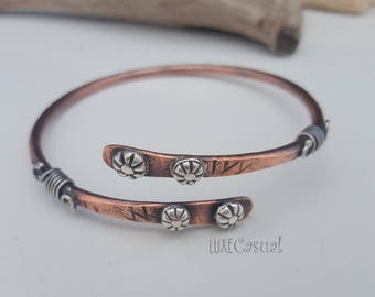 Copper Bangle Bracelet Mixed Metal Bracelet Boho Bangle Copper Bracelet Copper Jewelry Luxe Casual Jewelry
