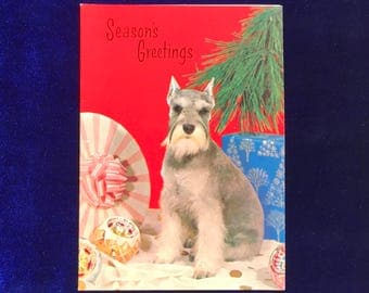 1960's Schnauzer Dog Christmas Card