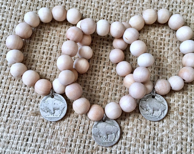 Wood Coin Bracelet, Buffalo Nickel Bracelet, Buffalo Bracelet, Nickel Bracelet, Boho Coin Bracelet, Eco Wood Bracelet, Boho Coin Bracelet