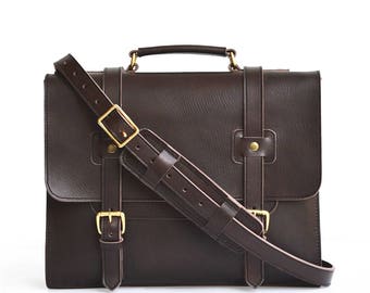 Simple Mens Leather Briefcase Men Leather Briefcase Messenger Bag Mens Leather Satchel Men Mens Leather Bag Men Handmade For Women
