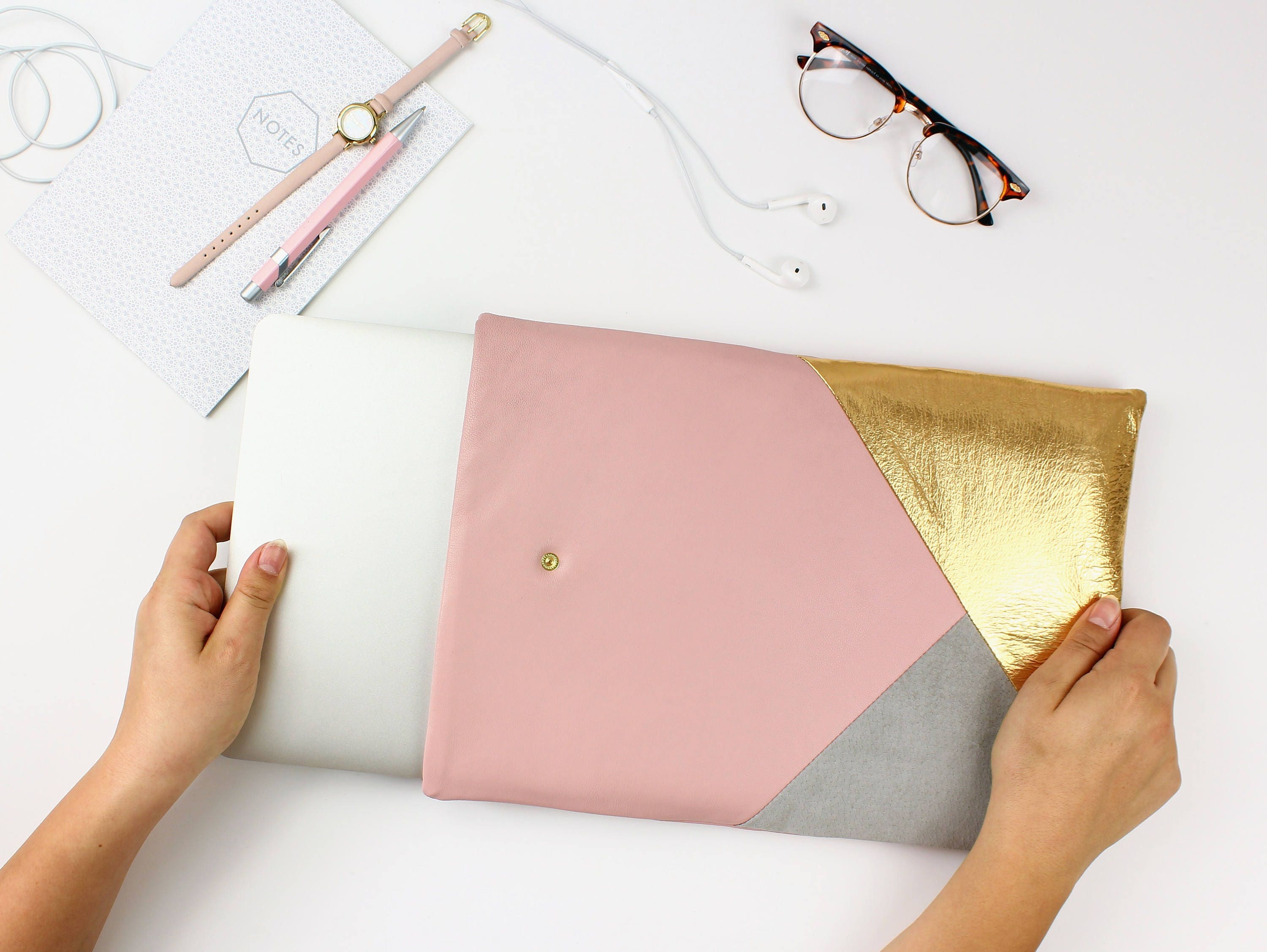 pink leather laptop sleeve