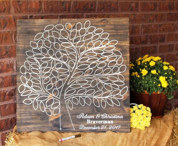 Leaf Guest Book Sign Tree Guest Book Wedding Wooden