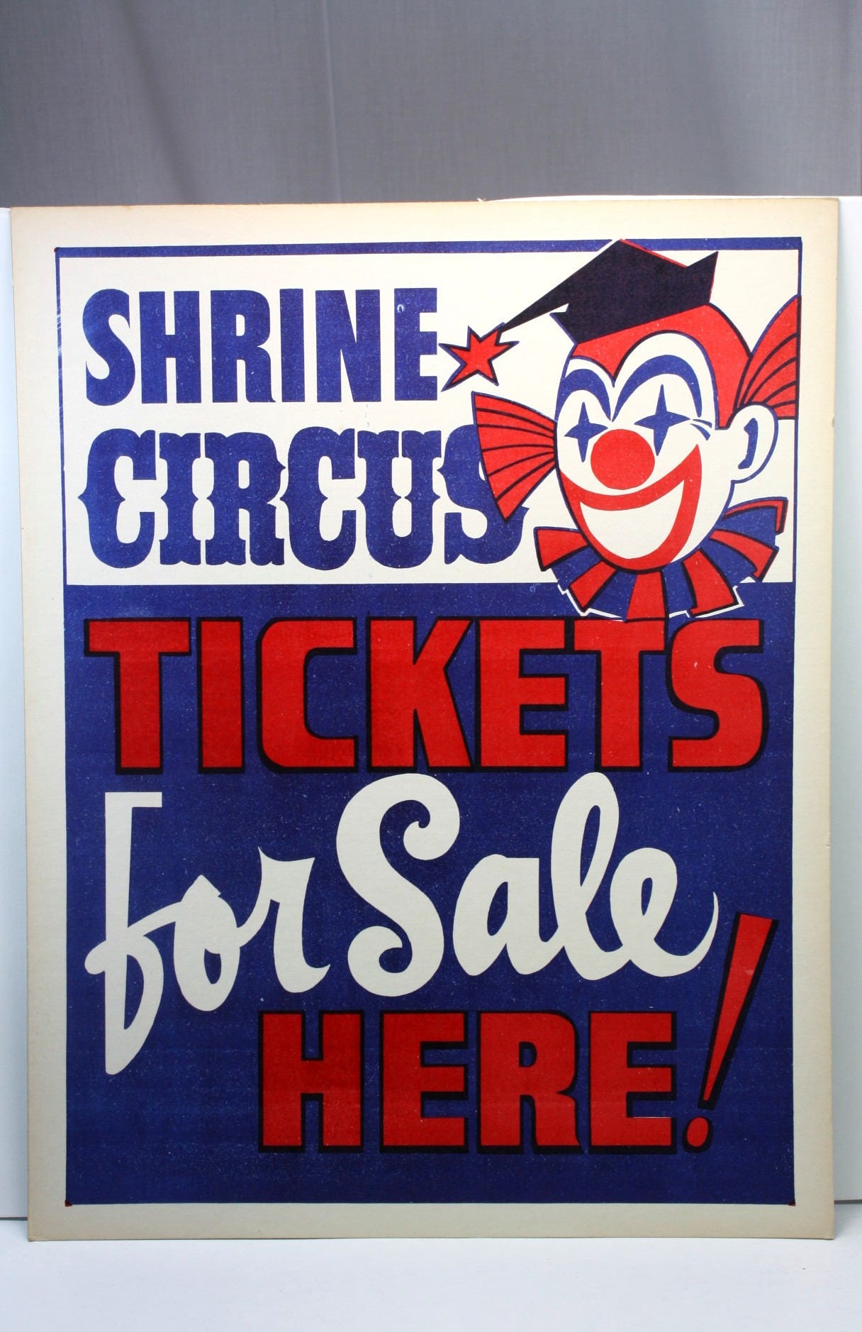 Vintage Shrine Circus Tickets For Sale Clown Sign
