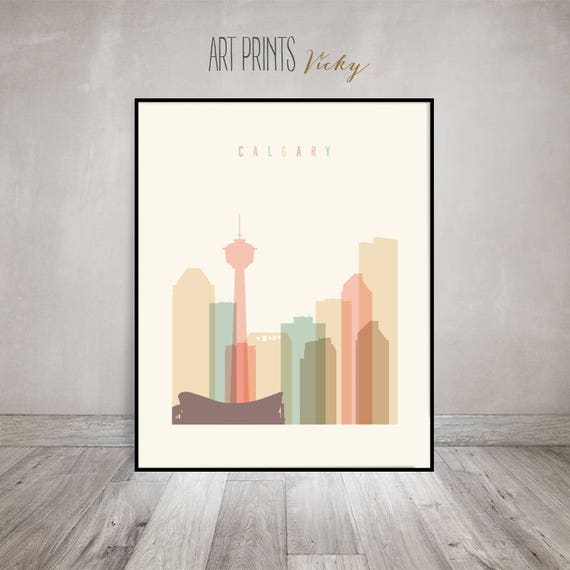 Calgary skyline Calgary art print poster wall art Alberta