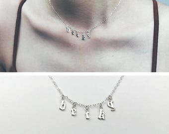 Name Choker Necklace, Personalized Choker, Custom Name Choker, Initial Choker, Silver Choker, Dainty Choker, Letter Necklace, Gothic Choker