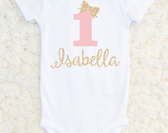 First Birthday Outfit Girl, First Birthday Glitter Bodysuit, Baby Girl, Sparkle Outfit, 1st Birthday Personalized One Piece, Carters Bodysui