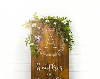 Custom Wedding Signs, Wood Wedding Sign, Couples Name Sign, Wedding Date Sign, Custom Wood Sign, Engagement Gift, Wedding Gift (GP1126)