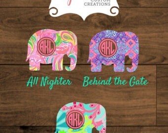 Elephant Monogram Decal, elephant, Decal, yeti, ozark trail, tumbler