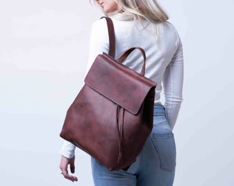 Women Leather Backpack, Women Leather Brown Backpack