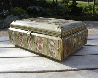 Boite tôle GBC G B C allégories antiquité mythologie. Vintage. Belgique