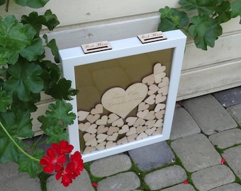 Wedding Guest Book Wedding Guest Book Alternative Drop Box Sign Guest Book Drop Top hearts Guestbook heart Guestbook Custom Guest Book