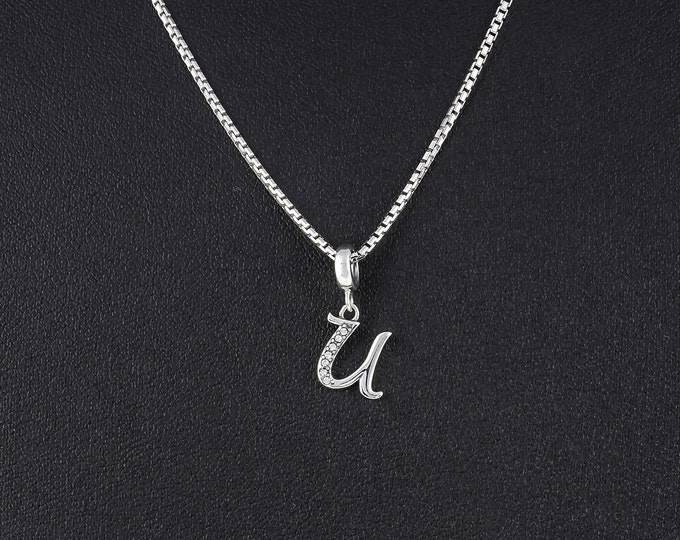Letter U Initial Pendant Charm - 925 Sterling Silver - Personalised Gift - Gift Packaging available - Birthday Gift - Christening Gift
