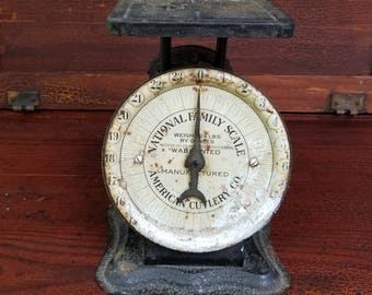 Antique National Family Scale ~ American Cutlery Co. ~ Kitchen Scale ~ Primitive Farmhouse Kitchen ~ Rustic Decor ~ Fixer Upper Style