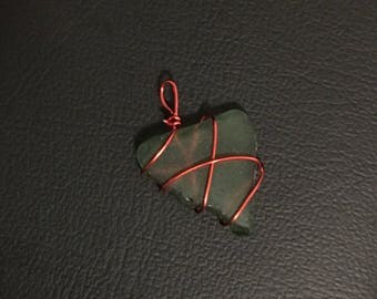 Barcelona Sea Glass Wire Wrapped Pendant