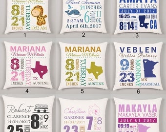 Personalized Baby Pillow personalized kids pillow birth announcement pillow Baby Stats Pillow personalize birthday gift Gift for New Mom