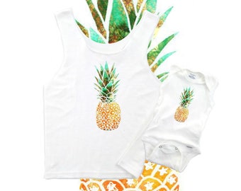 Mommy and me, Mommy and Me Outfits, Matching Mommy Baby, Pineapple baby bodysuit, Kids pineapple, Childrens clothing, CHOICE of tops!
