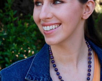 Charoite and Sterling Silver Pendant Necklace - FJ 50