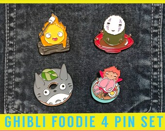 Ghibli Pin Set - Enamel Studio Ghibli Howls Moving Castle cosplay calcifer gift badge brooch pins totoro anime sprited away fan art no face