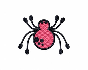 Pink Spider - Insect Collection #11 Stitched and Applique Machine Embroidery Design - Five Sizes: 3.5 to 5.5 inch - Instant Download!