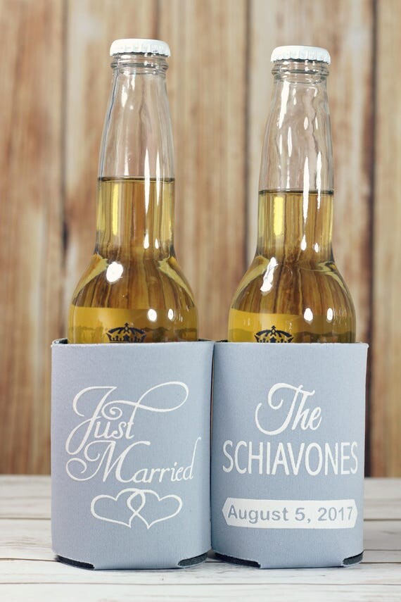 Wedding Can Coolers Just Married can cooler Custom Wedding