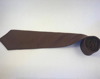 Vintage DELLACROCE Italian silk brown dotted tie