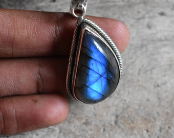 blue labradorite pendant,92.5 silver pendant,natural labradorite gemstone pendant,labradorite necklace pendant