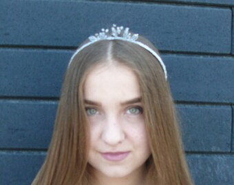 Bridal Headband Swarovski crystal White Clear wedding headband Crown hair accessories Headpiece Crystal beads Tiara Sead beads Christmas