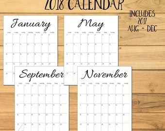 Printable 2018 Desk Calendar Hand Lettered Chalkboard Printable 2018 Desk Calendar Hand Lettered Chalkboard