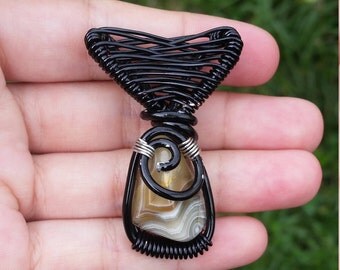 Crazy Lace Agate Wire Wrapped Necklace