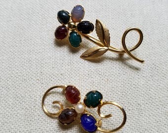 TWO - Vintage Scarab Brooches - signed, OOR 12kt GF