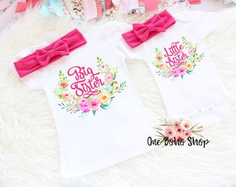 Big Sister Little Sister Outfits, Little Sister Outfit, Big Sister Shirt, Sister Sibling Set, Big Sister Reveal, Baby Shower Gift BSLS2HP