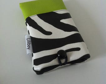 étui portable/lunettes "zèbre vert"