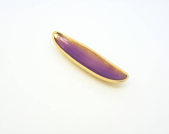 Sequin 38.5 pendant * 11 mm gold enameled purple shape curved bean (CLBD01)