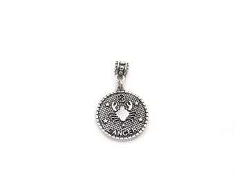 NEW Round Double Sided Cancer Zodiac Medallion - Slide On Charm - Fits Standard European Charm Bracelets