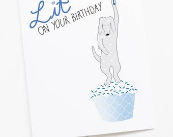 Dog Birthday Candle Lit Greeting Card