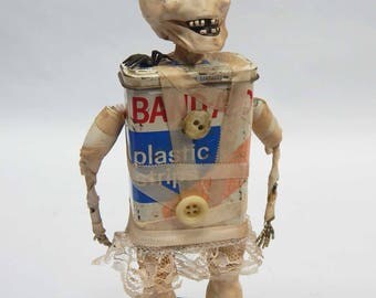 Halloween Assemblage Art Doll Mummy Skeleton Mummelita