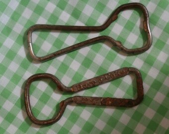 Pair of Rusty Vintage Bottle Openers, One Plain and one Drink Coca-Cola Retro Gadget for Use, Crafts, Altered Art, or Collecting