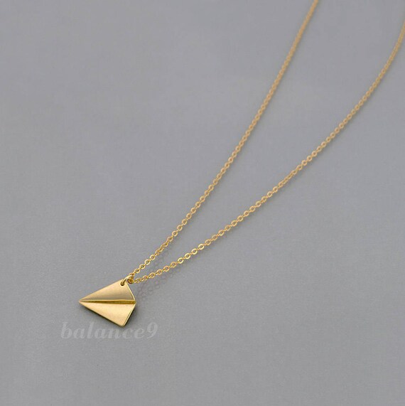 Paper plane necklace Airplane necklace delicate long chain