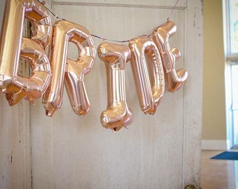 Sale 16" New ROSE GOLD BRIDE Letter Balloons Balloon Pink Blush Bridal Shower Wedding Engagement Party Prop Bachelorette Tea Party Bride
