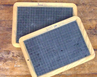 2 vintage French Slate Chalkboard Childs Chalk board Blackboard pair two