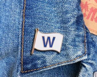 W Flag Pin, Fly The W, Chicago Enamel Pin, Chicago Cubs, Hard Enamel Pin, Jewelry, Art, Gift (PIN74)