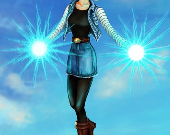Android 18 Dragon Ball Z Art Print- matted 5x7
