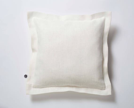 White pillow cover - off white decorative pillows, linen euro sham, shabby chic bedding, white euro sham, minimal throw, euro sham 0389
