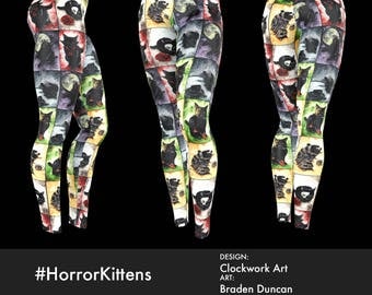 Classic Horror Black Cat Leggings by Bombsheller