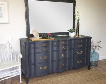 French Provincial Dresser - Dresser with Mirror, Mid Century Dresser - French Country Furniture - Vintage Dresser - Fixer Upper Furniture