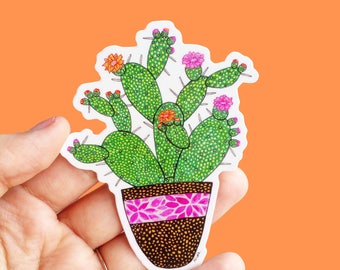 Vinyl Cactus Sticker - Waterproof Sticker, Cactus Decor, Plant Decal, Laptop Sticker, Diary Sticker, Phone Sticker