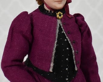 Miniature Porcelain Dollhouse Doll in 1:12 Scale-Victorian Lady