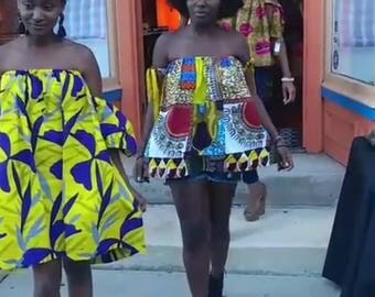African Clothing: B E G A Off the Shoulder Swing Dress