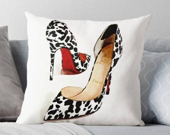 Christian Louboutin Pillow, Glam Pillow Cover, Shoe Fashion Pillow Cover, Fashionista Home Decor, Fashion Decor, Luxury Fashion, Girly Girl